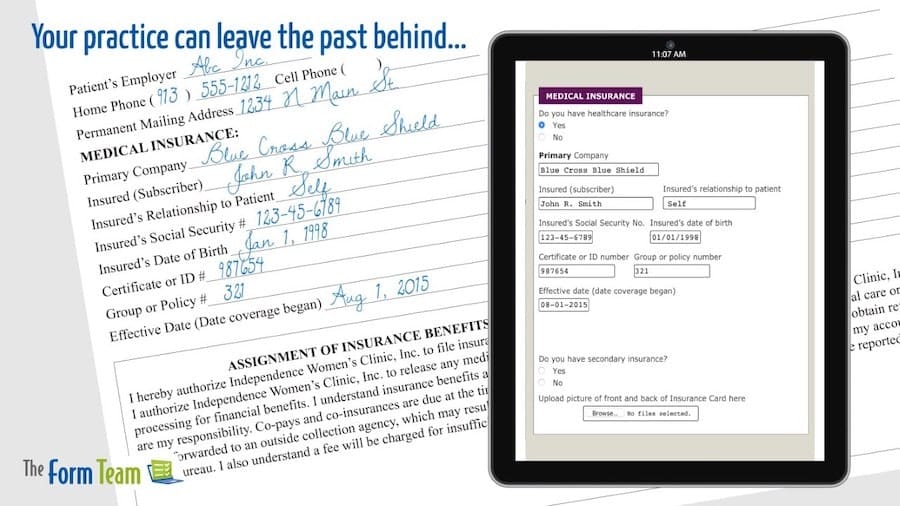 An example of a secure online patient from from The Form Team